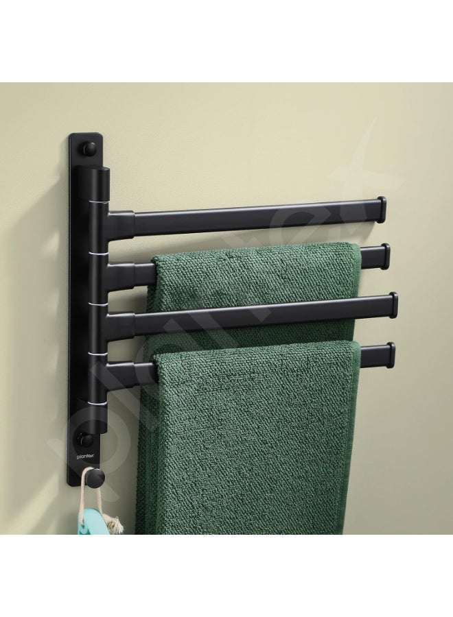 Plantex Aluminum 4-Arm Bathroom Swing Towel Hanger/Towel Holder/Towel Stand for Bathroom/Bathroom Accessories (Premium-Black) - Image 2