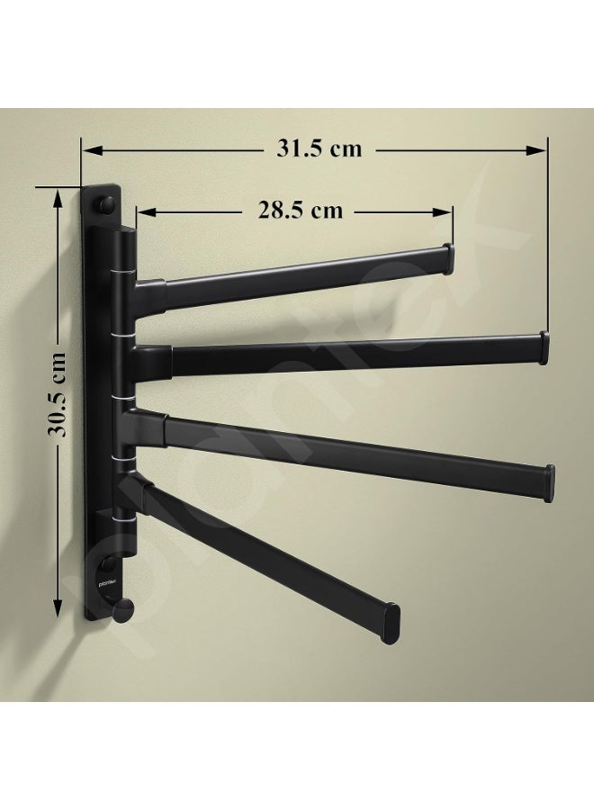 Plantex Aluminum 4-Arm Bathroom Swing Towel Hanger/Towel Holder/Towel Stand for Bathroom/Bathroom Accessories (Premium-Black) - Image 3
