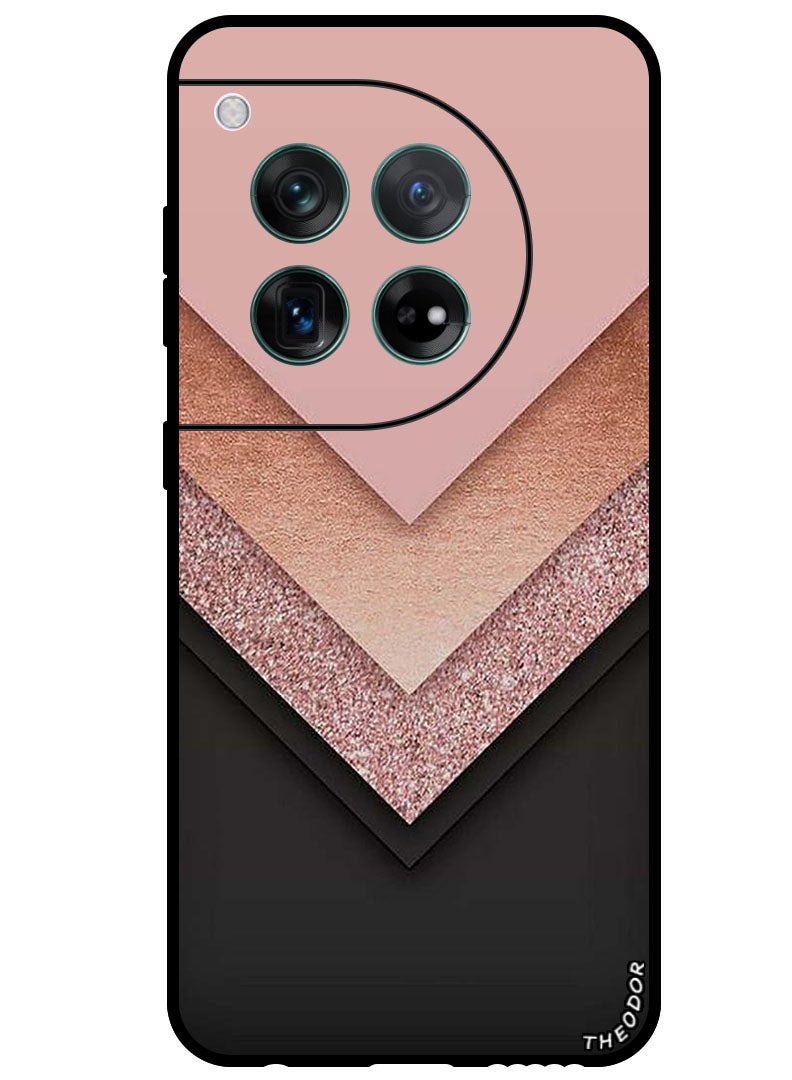 Theodor Protective Case Anti Scratch Shock Proof Bumper Cover For OnePlus 12 Black Golden & Pink - Image 1