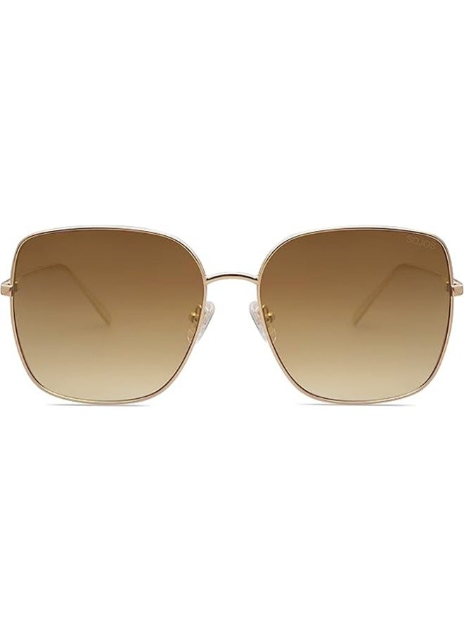 عام نظارات شمسية عصرية بإطار معدني مربع كبير الحجم للنساء والرجال بعدسات عاكسة مسطحة للحماية من الأشعة فوق البنفسجية - Image 2