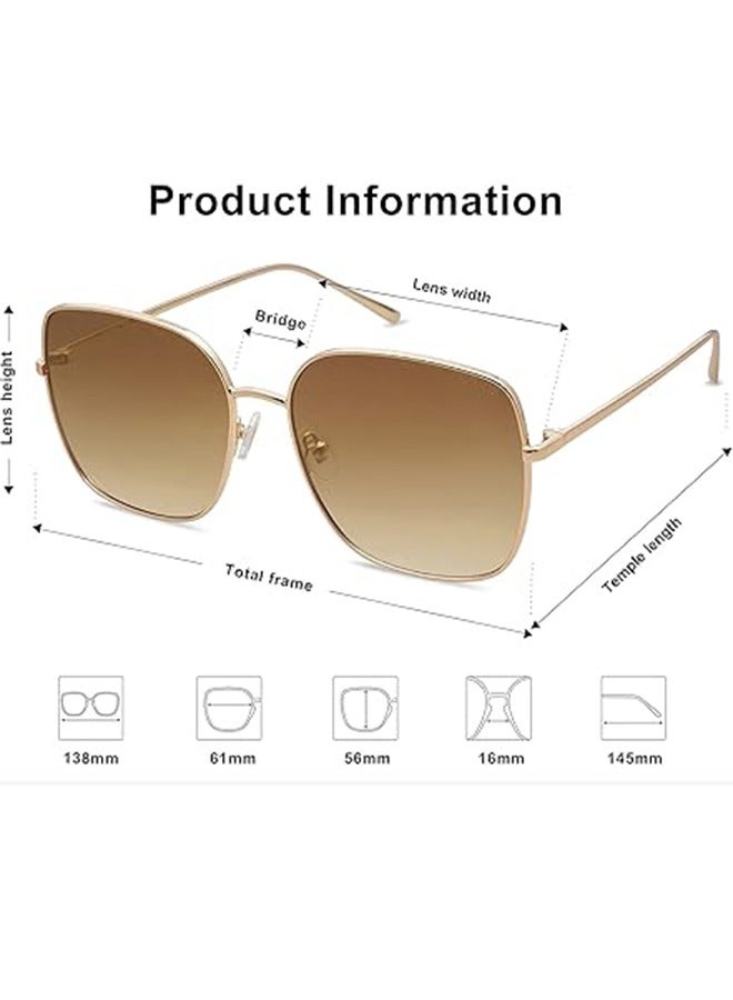 عام نظارات شمسية عصرية بإطار معدني مربع كبير الحجم للنساء والرجال بعدسات عاكسة مسطحة للحماية من الأشعة فوق البنفسجية - Image 5