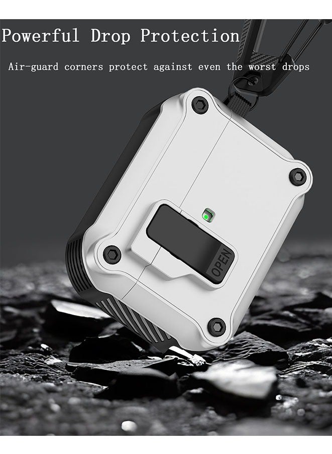 Muyixin TPU Shockproof Protective Case For AirPods Pro 2nd Generation 2023(USB-C),2022(Lightning Cable),1st Gen 2019 Charging Case, Full Drop Protection Auto Pop-Up Lid Design with Cleaner Kit, White  - Image 4