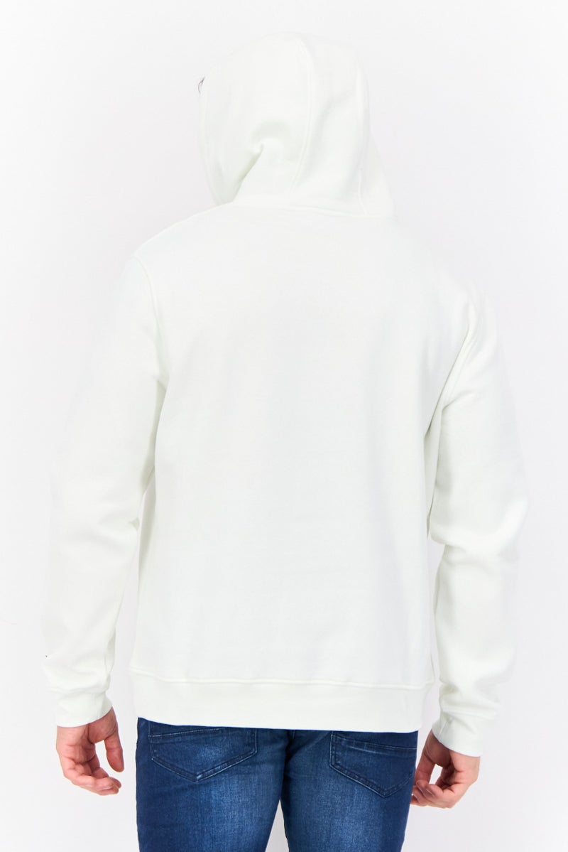 CROSSHATCH Men Hood With Drawstrings Graphic Print Long Sleeves Sweatshirt, White - Image 3