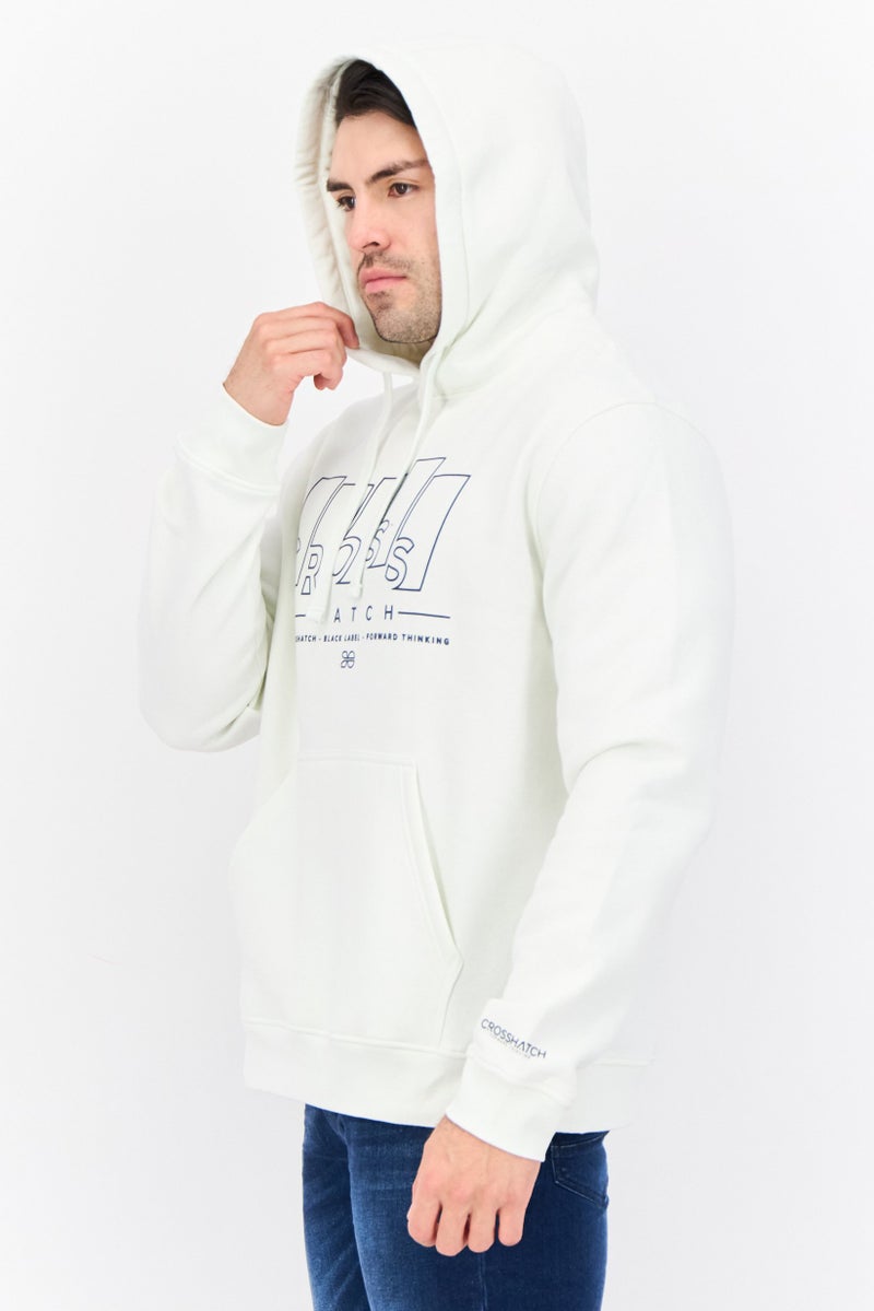 CROSSHATCH Men Hood With Drawstrings Graphic Print Long Sleeves Sweatshirt, White - Image 4