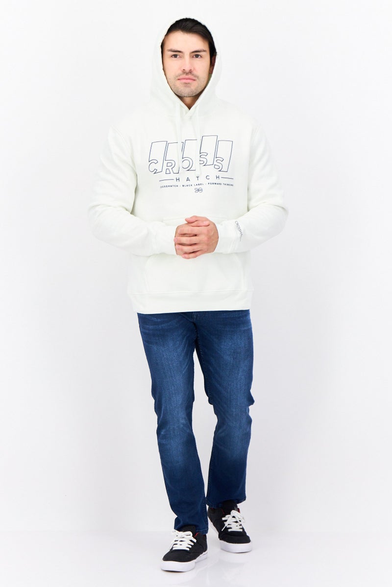 CROSSHATCH Men Hood With Drawstrings Graphic Print Long Sleeves Sweatshirt, White - Image 2