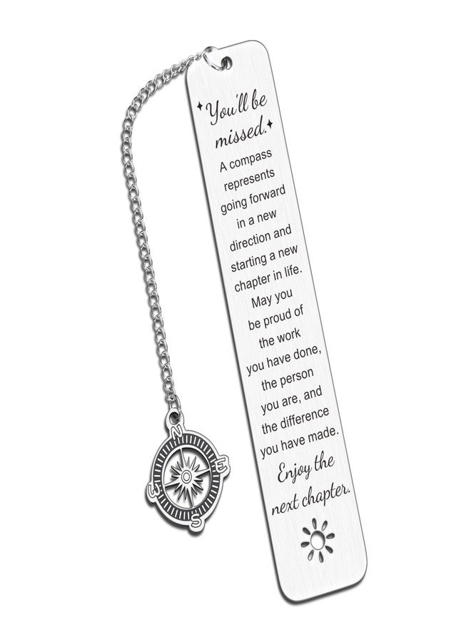 Vanlovemac Coworker Leaving Gifts for Women Farewell Going Away Goodbye Gifts for Coworkers Friends Boss Retirement Gift for Woman Teacher Goodbye Things Gifts for Colleagues You Will Be Miss Compass Bookmark - Image 1