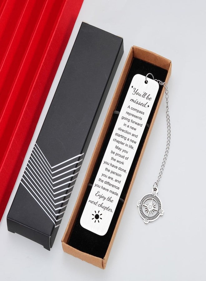 Vanlovemac Coworker Leaving Gifts for Women Farewell Going Away Goodbye Gifts for Coworkers Friends Boss Retirement Gift for Woman Teacher Goodbye Things Gifts for Colleagues You Will Be Miss Compass Bookmark - Image 5