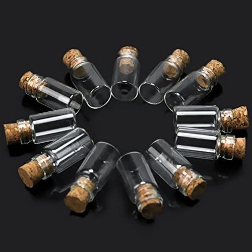 KRAFTMASTERS KRAFTMASTERS 10pcs Lovely Small Wish Bottle Tiny Clear Empty Wishing Glass Message Vial with Cork Stopper 11X22MM  - Image 1