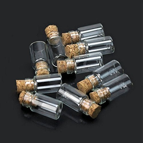 KRAFTMASTERS KRAFTMASTERS 10pcs Lovely Small Wish Bottle Tiny Clear Empty Wishing Glass Message Vial with Cork Stopper 11X22MM  - Image 2