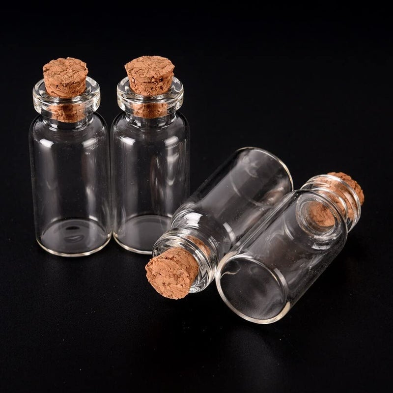 KRAFTMASTERS KRAFTMASTERS 10pcs Lovely Small Wish Bottle Tiny Clear Empty Wishing Glass Message Vial with Cork Stopper 11X22MM  - Image 4