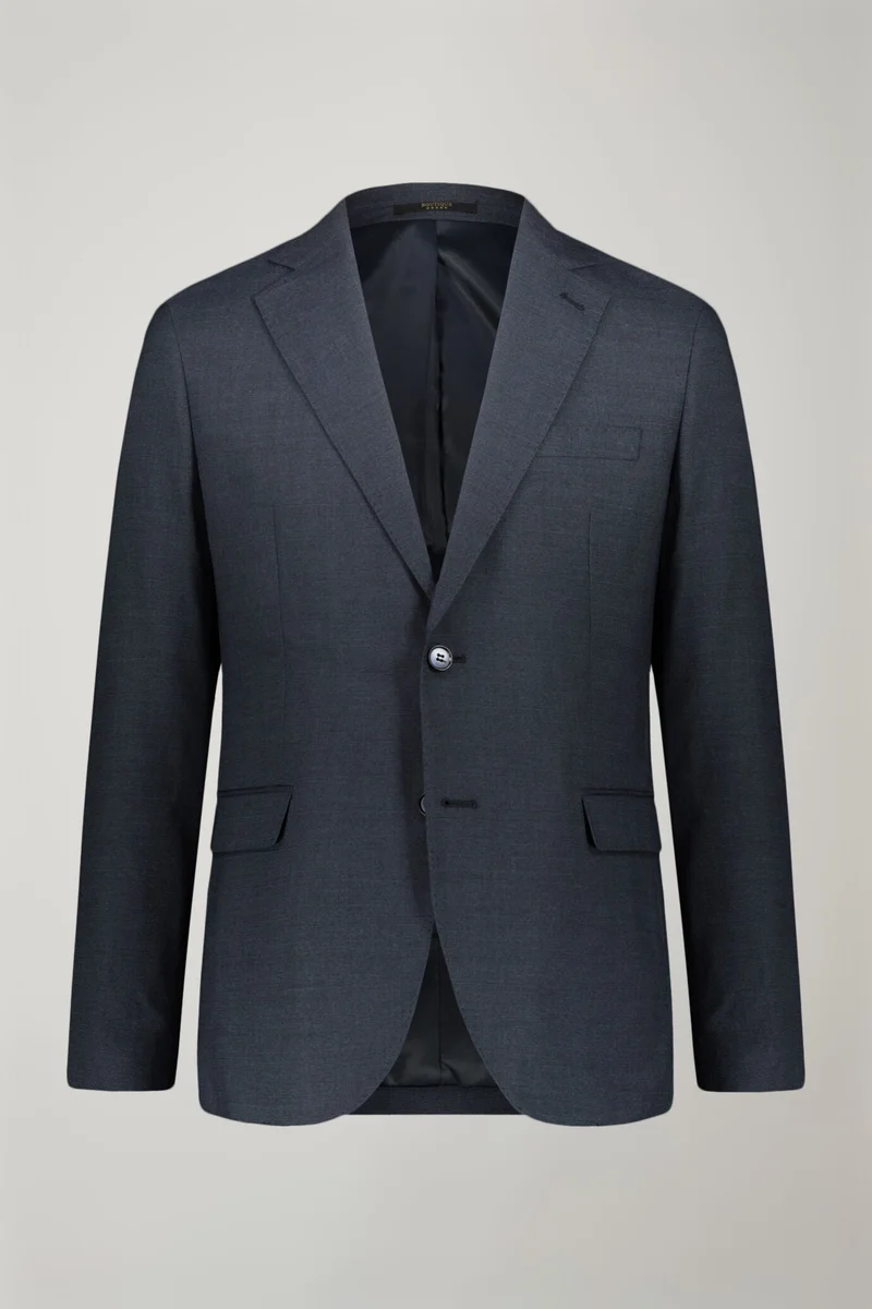 Regular fit single-breasted suit in prince of wales fabric - DK Blue