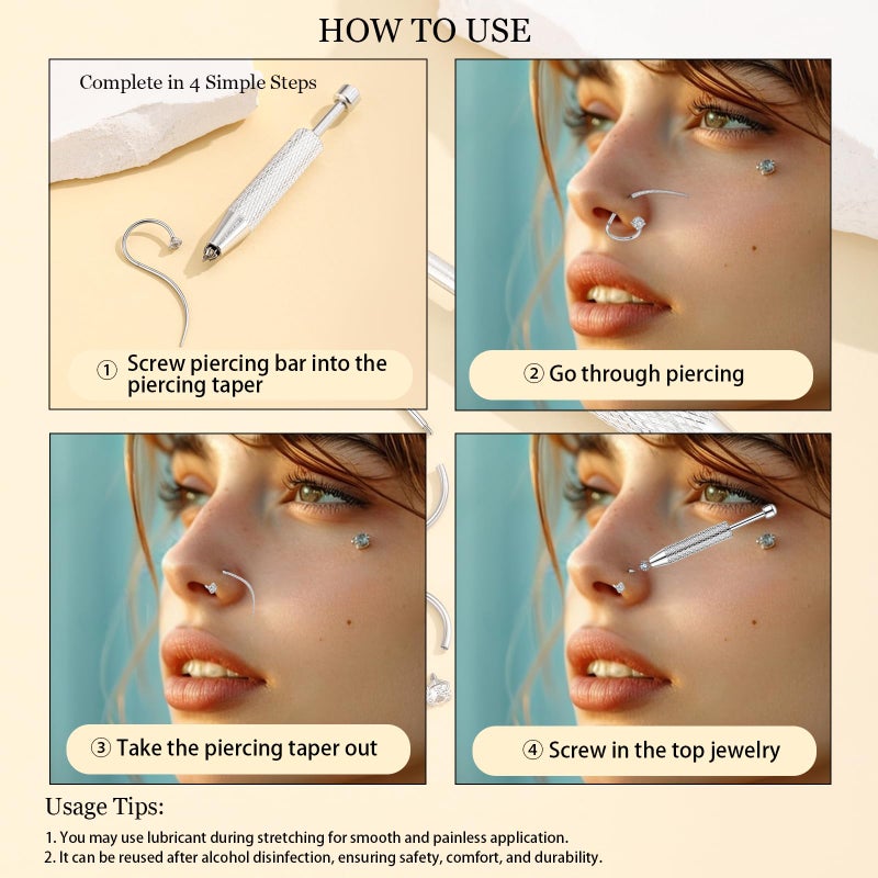 LORACOXS Horseshoe Nose Ring for Women, 20G 18G 16G Surgical Steel Nose Hoops, Multi-Purpose Nose Piercing Jewelry for Cartilage Helix Tragus Labret Septum Lips Ears - Image 3