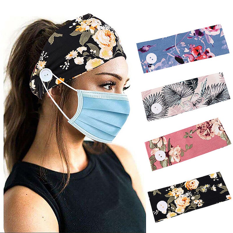 🏋️ 4 أشرطة شعر رياضية مرنة مزودة بزر بألوان متعددة للنساء - Image 3