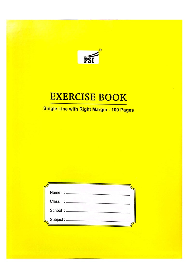 Psi - Single Line Exercise Book With Right Margin 100 Pages Yellow - Image 1