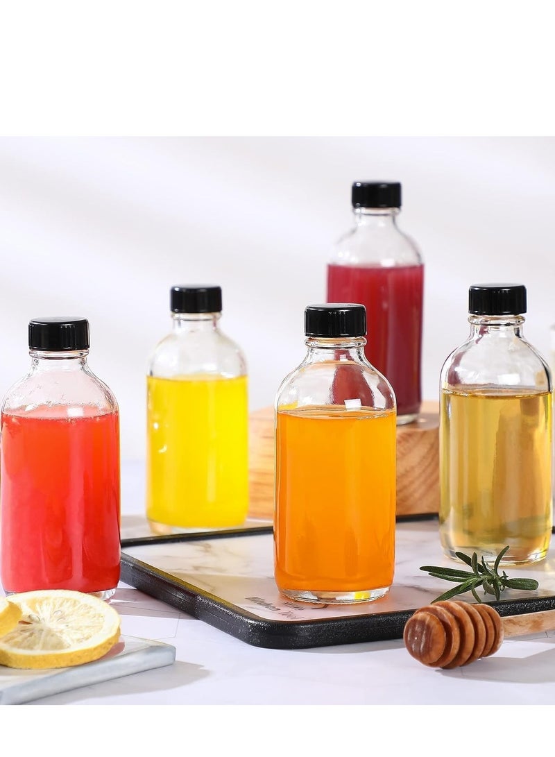 Luxoraq 150ml Glass Bottles with Black Plastic Lids, 6 Pcs– Leak-Proof Small Round Glass Jars for Water, Juice, Oil, Spices, Condiments, DIY Beauty Products, Kitchen Storage, Travel, and Pantry Organizer - Image 2