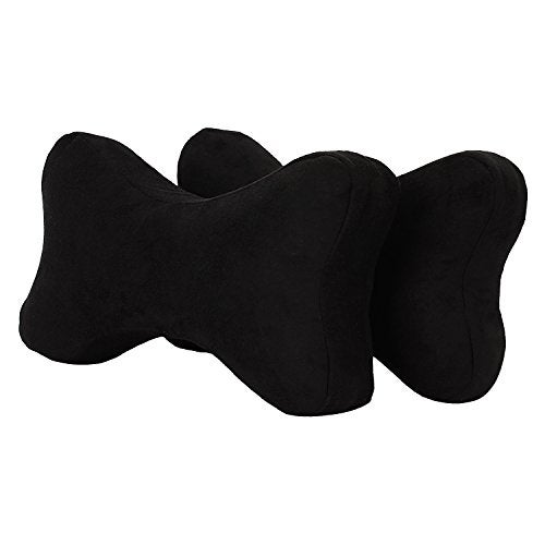 Magasin 2 Piece Memory Foam Car Neck Pillow Set - 12" x 6", Black - Image 1