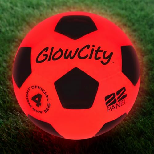 GlowCity Light Up Soccer Ball, Glow in The Dark Ball, Size 4 LED Glow Soccer Ball, Impact Activated, Durable for Outdoor Play, Great Birthday for Boys, Girls & Teens Ages 8-12+ - Image 1