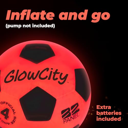 GlowCity Light Up Soccer Ball, Glow in The Dark Ball, Size 4 LED Glow Soccer Ball, Impact Activated, Durable for Outdoor Play, Great Birthday for Boys, Girls & Teens Ages 8-12+ - Image 4