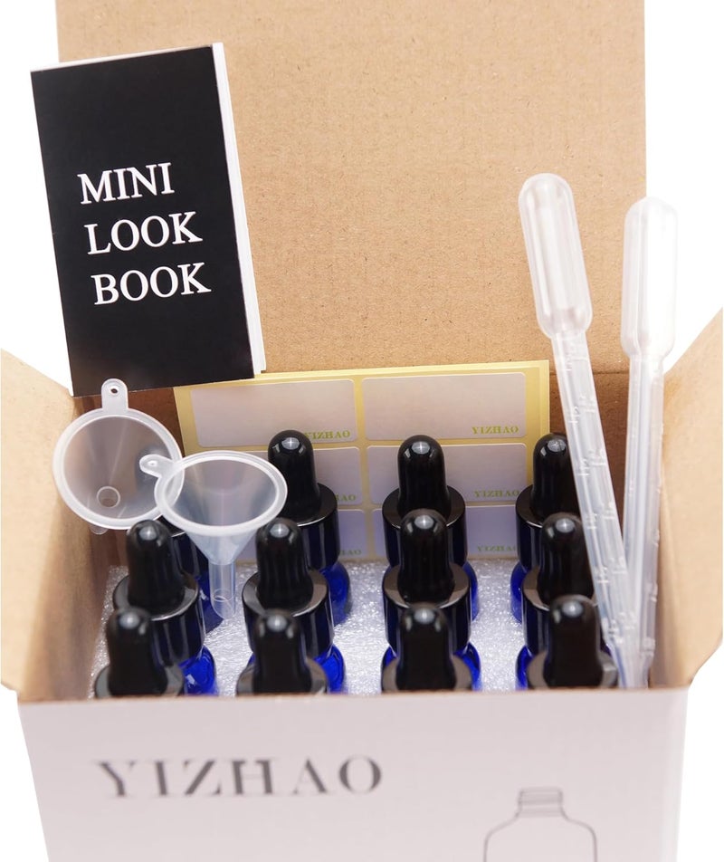 YIZHAO زجاجات قطرات الخضراء سعة 10 مل، مزودة بقطرة زجاجية، للزيوت العطرية، خلط الزيوت الجمالية – 12 قطع - Image 5