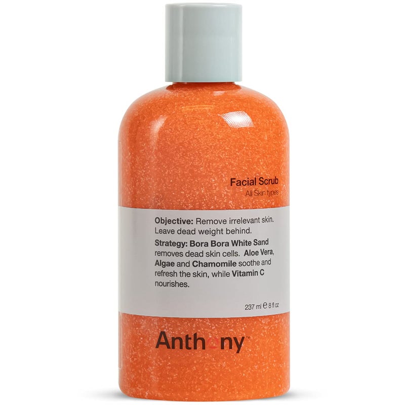 Anthony Facial Scrub Mens Exfoliating Face Wash with Vitamin C Aloe Chamomile and Algae for Deep Cleansing and Detoxifying 8 Fl Oz