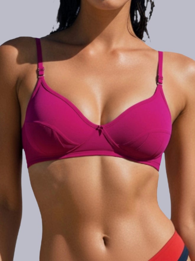 Eden Magenta Non-Padded Non Wired Cotton Blend T-Shirt Bra - Image 4