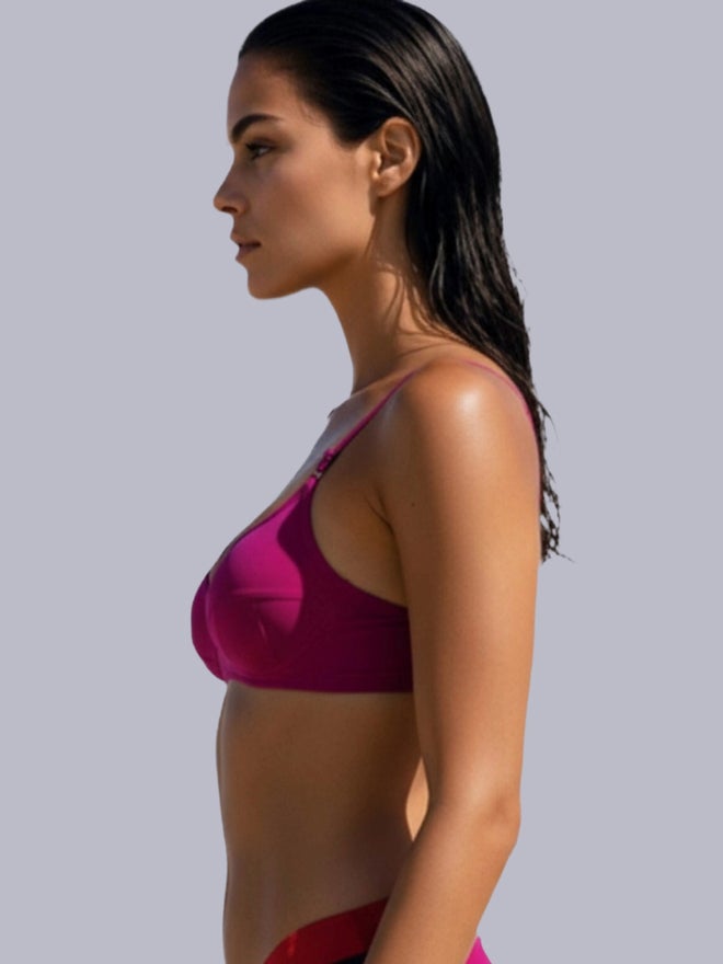 Eden Magenta Non-Padded Non Wired Cotton Blend T-Shirt Bra - Image 3