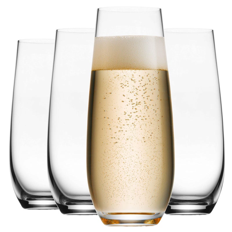 Godinger Godinger Champagne Glasses European Made Champagne Glass Stemless Champagne Flutes  Set of 4