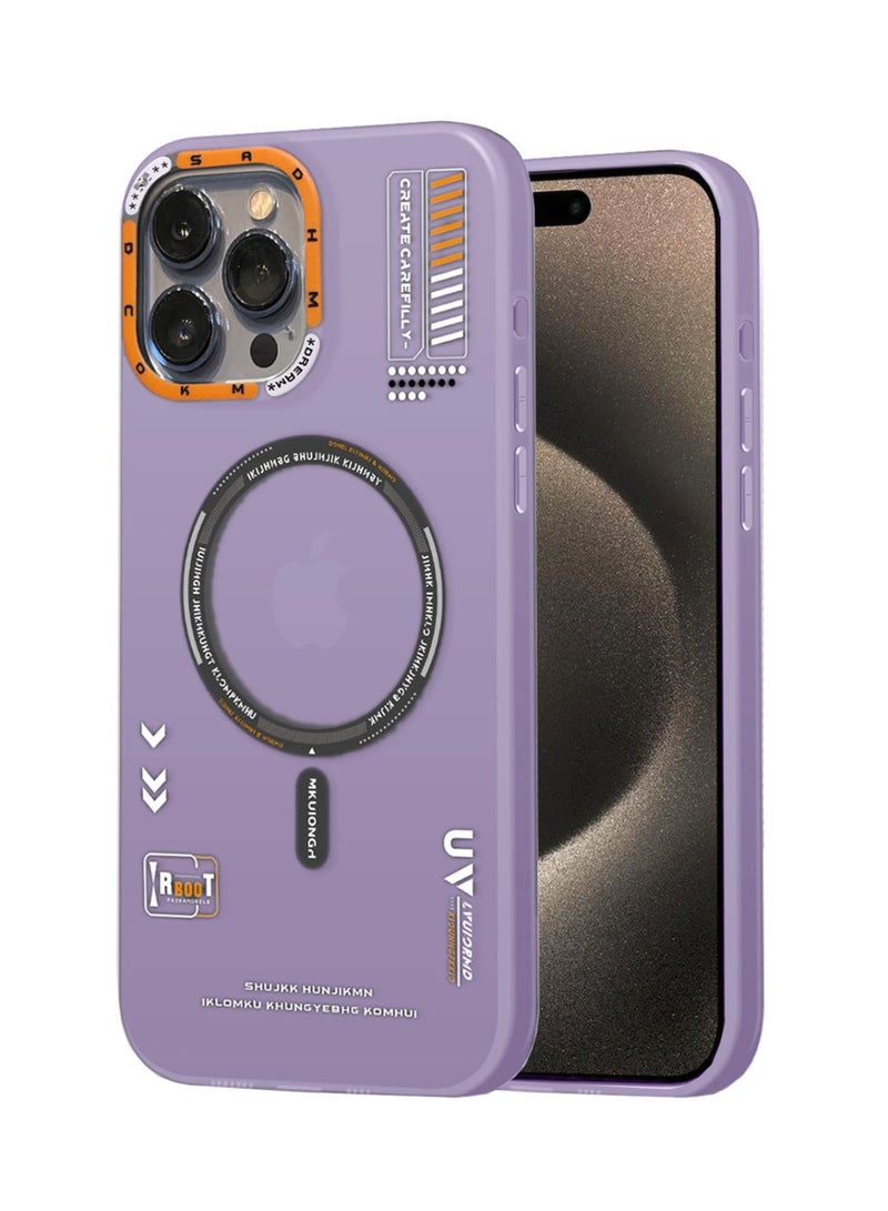 Techie غطاء خلفي مزخرف من MR.BIGC بتصميم جمالي مع توافق مع MagSafe لجهاز Apple iPhone 15 Pro Max - بنفسجي فاتح - Image 1