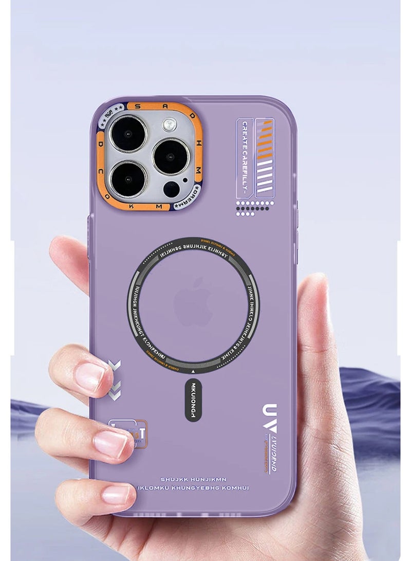 Techie غطاء خلفي مزخرف من MR.BIGC بتصميم جمالي مع توافق مع MagSafe لجهاز Apple iPhone 15 Pro Max - بنفسجي فاتح - Image 3