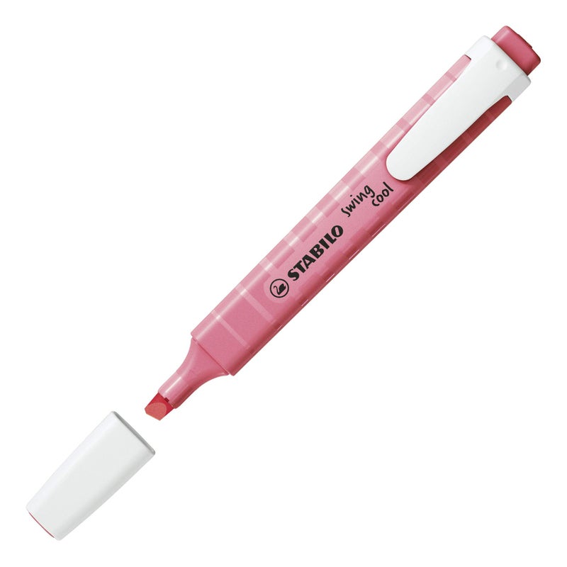 STABILO Highlighter swing cool Pastel - Pack of 4 - Cherry Blossom Pink, Dash of Lime, Cloudy Blue, Mellow Coral Red - Image 2