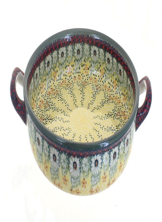 Blue Rose Pottery Blue Rose Polish Pottery - Yellow Sunshine Grotto Small Round Baker with Handles - 9.5" Diameter - Unique, Dishwasher Safe, & Durable Bakeware - Image 1