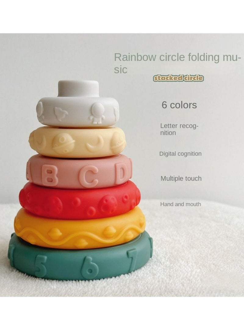 6 PCS Stacking Rings Soft Toys, Toddler Sensory Educational Blocks - Image 2