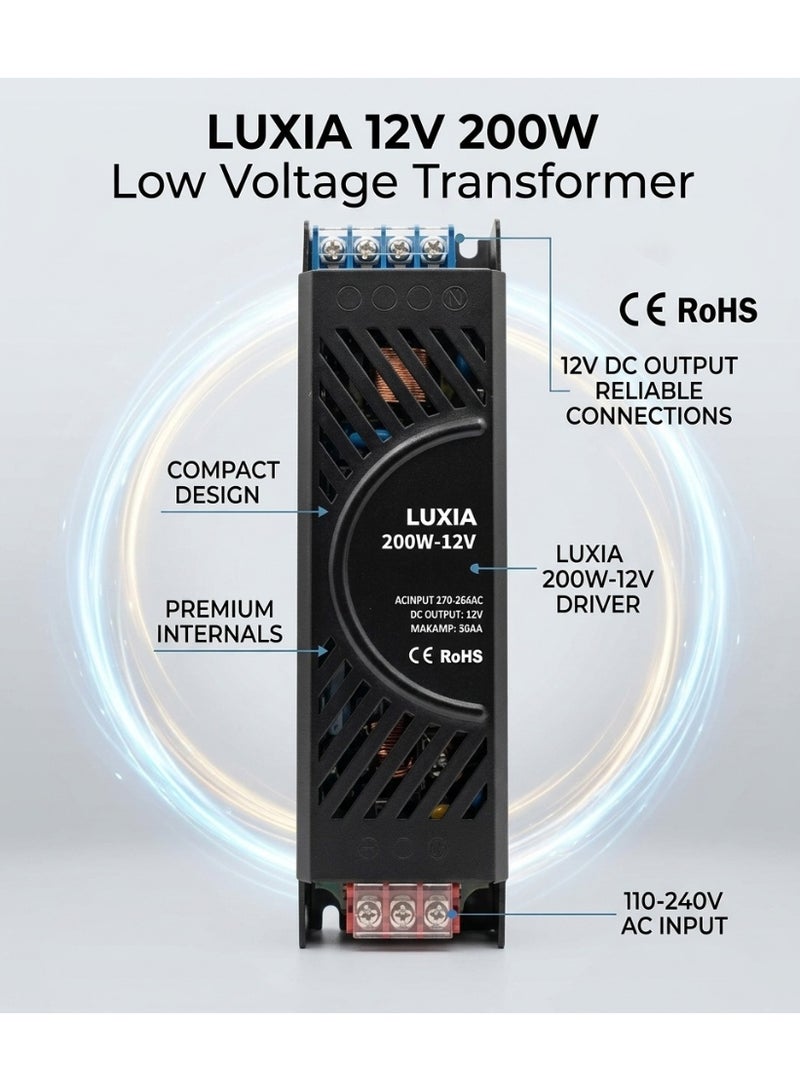 12V Low voltage Transformer 200W – Slim IP67 LED power supply for Strip Lights, Display Boards & LED Bulbs, Noise-Free Operation, Flicker-Free Stable - Image 3