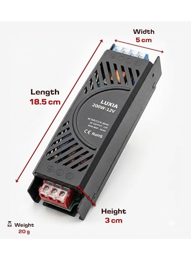 12V Low voltage Transformer 200W – Slim IP67 LED power supply for Strip Lights, Display Boards & LED Bulbs, Noise-Free Operation, Flicker-Free Stable - Image 4