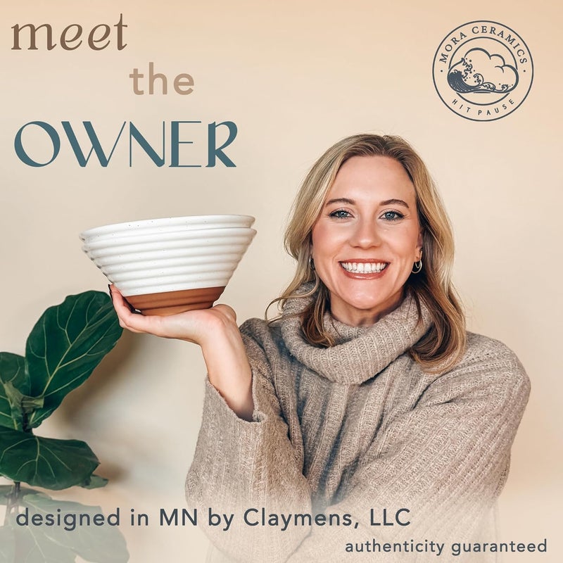 Mora طقم وعاء رامين سيراميك من 2، 45 أونصة - رائع لفو، حساء ميسو أودون، نودلز سريعة، تقديم، طعام تايلاندي أو آسيوي - أطباق نودلز يابانية كبيرة آمنة في الميكروويف، مطبخ حديث - أبيض فانيليا - Image 4