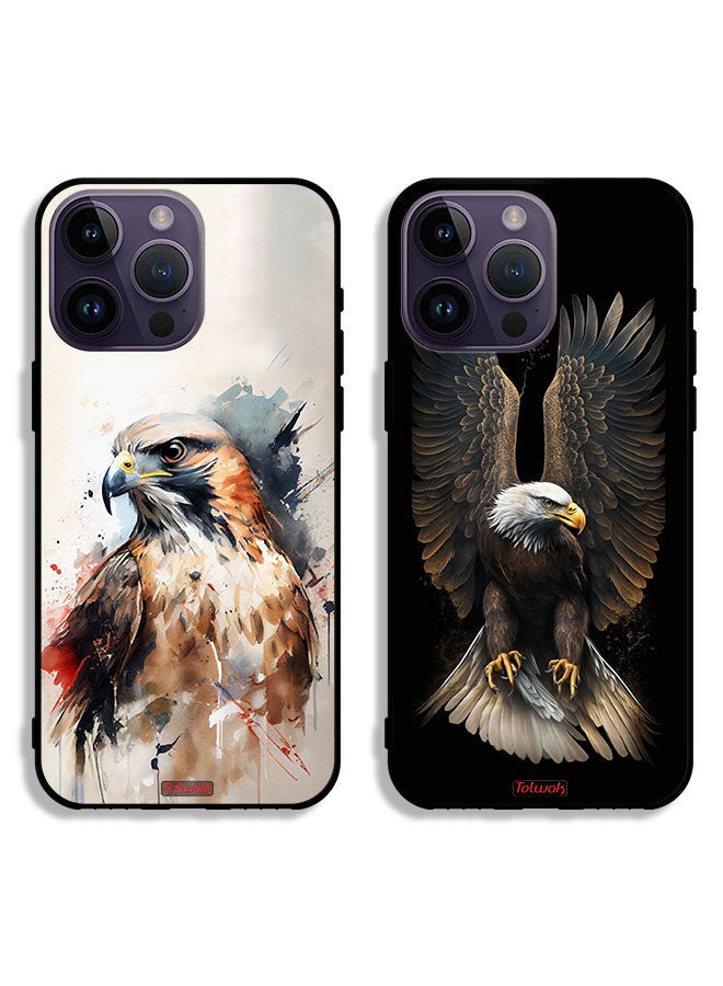 Tolwak Two Cases For Apple iPhone 14 Pro Max Protective Covers Eagle Art Spread Wings - Image 1