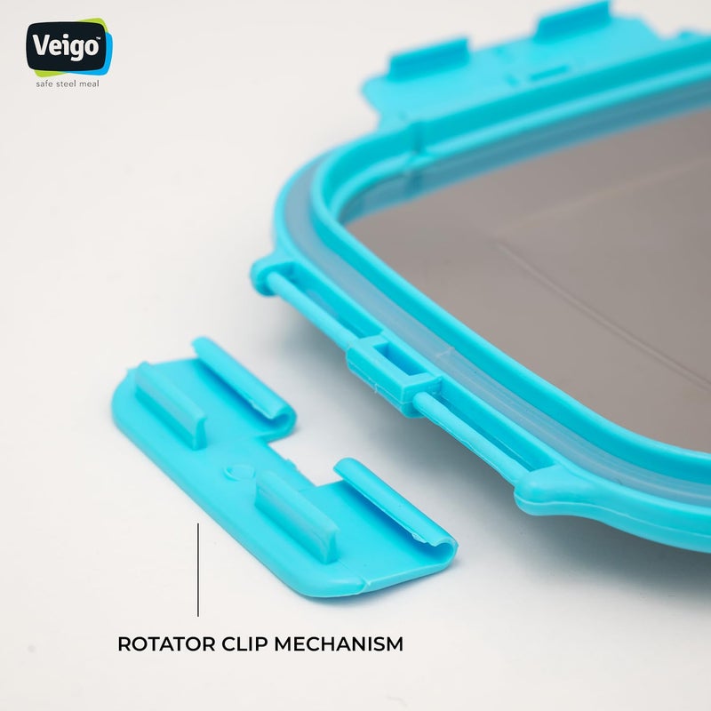 Veigo Lock N Steel 100% Air Tight 3 Pcs Celebration Gift Pack, Sky Blue, 1140 Milliliter - Image 5