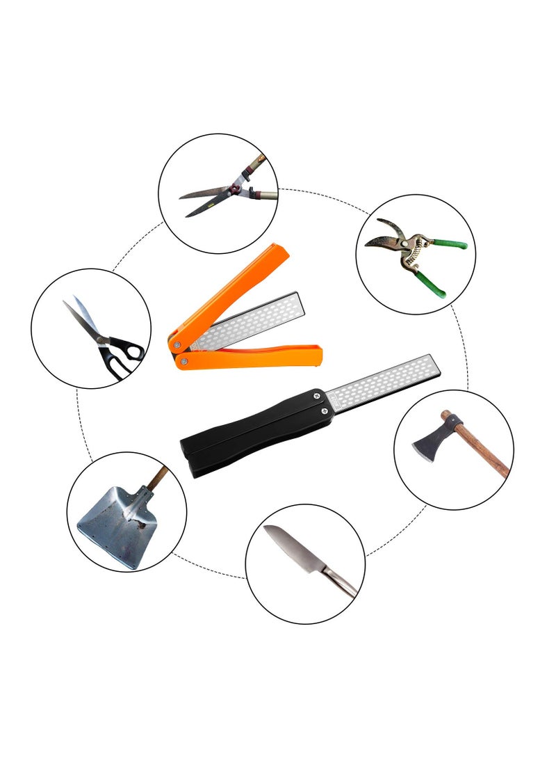 SOLARAE طقم شحاذ أدوات الحديقة 2 حبة، شحاذ سكين مدمج من الماس 400/600 حبيبة مزدوج الجوانب للمقصات، المقصات الكبيرة أو حجر شحذ الشفرات للحديقة، التخييم، المطبخ - Image 5