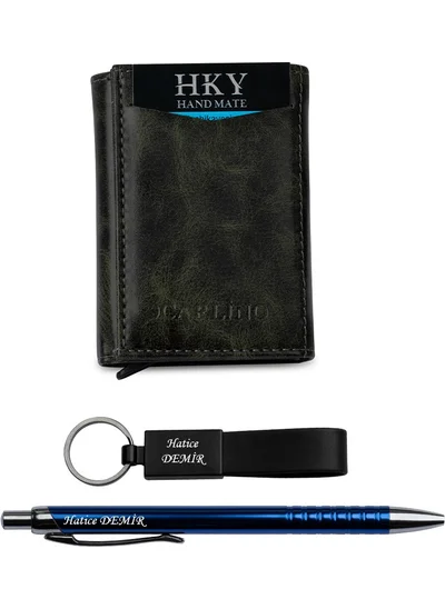 اتش كي واي Personalized Artificial Mechanism Card Holder & Wallet Pen Keychain Gift