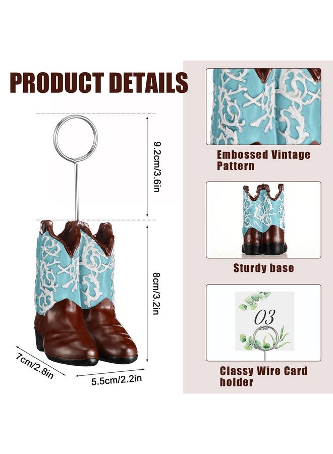 Tatuo 6 Pcs Cowboy Boots Table Number Holders Cute Photo Balloon Place Card Holder Cute Table Number Stands Picture Menu Memo Clips for Food Signs Party Wedding Anniversary Decorations (Blue) - Image 2