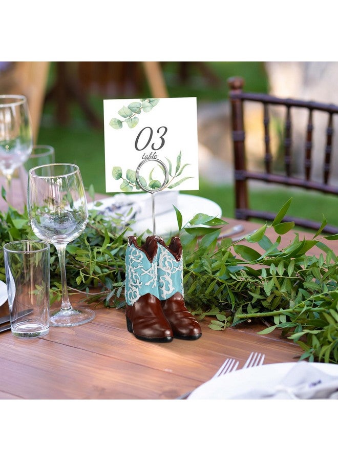 Tatuo 6 Pcs Cowboy Boots Table Number Holders Cute Photo Balloon Place Card Holder Cute Table Number Stands Picture Menu Memo Clips for Food Signs Party Wedding Anniversary Decorations (Blue) - Image 5