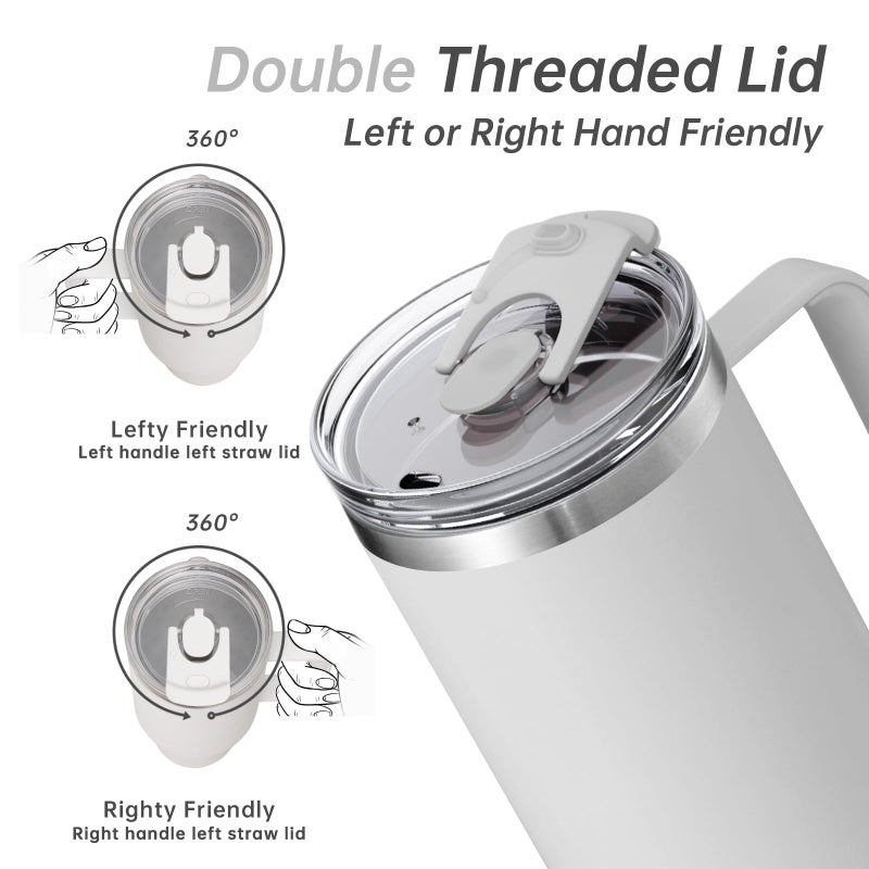 COKTIK 40 oz Tumbler With Handle and Straw Lid  Vacuum Insulated Travel Coffee Mug Stainless Steel Insulated Cup for Beverages  Leak-proof  Cupholder Friendly(Grey) - Image 4