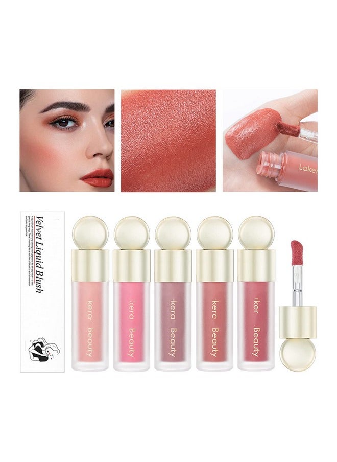 Melemando 5 Color Velvet Liquid Blush Soft Cream Face Blush For Cheek Eye Lips Soft Cream Weightless Breathable Naturallooking Liquid Blush Stick.(05)  - Image 3