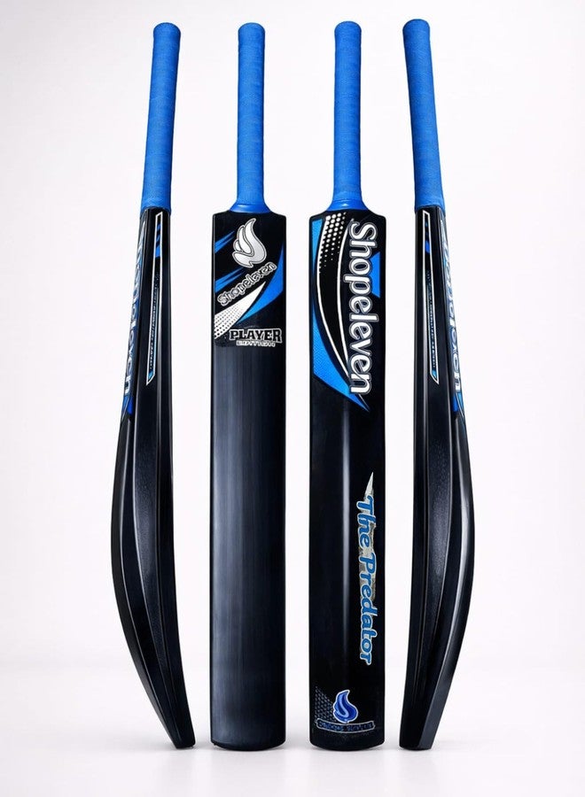 Shopeleven Solid Plastic Cricket Bat for All Tennis Balls (Natural, Full Size), Color-Blue - Image 1