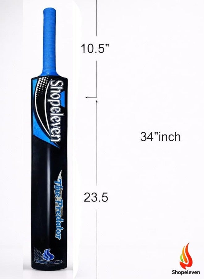 Shopeleven Solid Plastic Cricket Bat for All Tennis Balls (Natural, Full Size), Color-Blue - Image 2