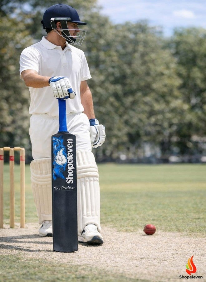 Shopeleven Solid Plastic Cricket Bat for All Tennis Balls (Natural, Full Size), Color-Blue - Image 3