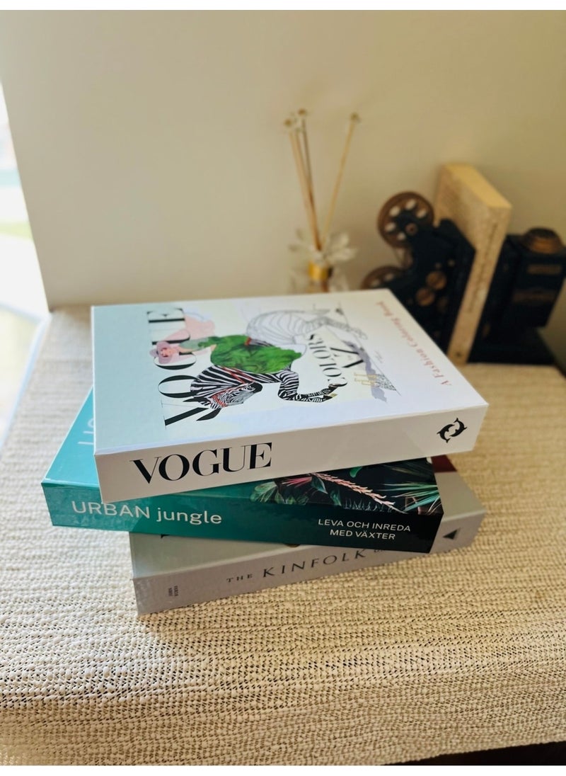 Knittingtr - Decorative Book Box, 3-Piece Box Set, Urban & Kinfolk & Vogue Green Decorative Book Box - Image 1