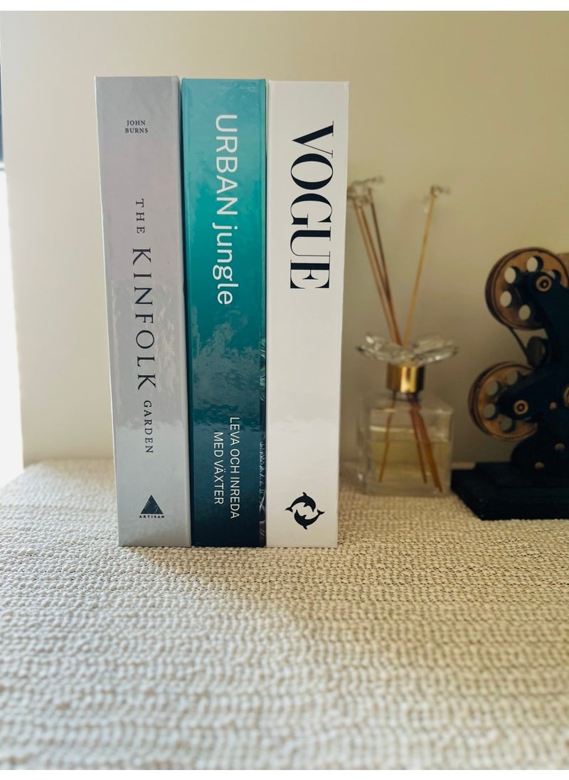 Knittingtr - Decorative Book Box, 3-Piece Box Set, Urban & Kinfolk & Vogue Green Decorative Book Box - Image 1