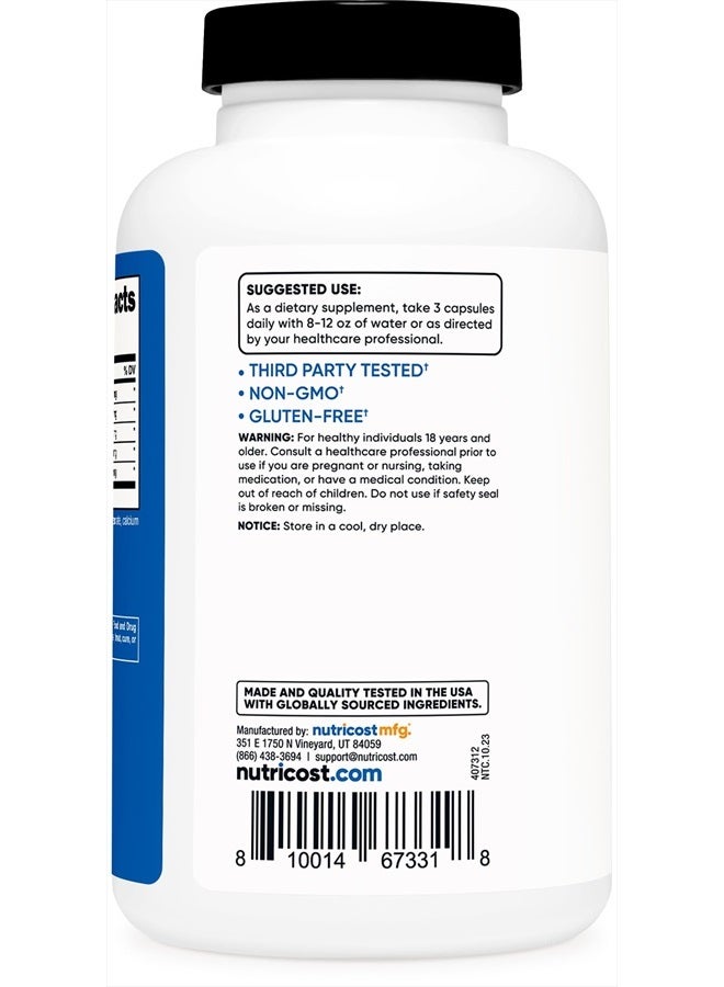 Nutricost Nitric Oxide Booster 750mg, 180 Capsules - 2250mg Per Serving - Gluten Free and Non-GMO - Image 4