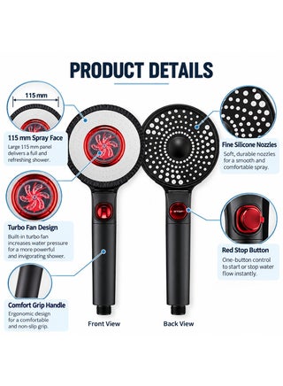 115mm Large Panel Handheld Shower Head – Black